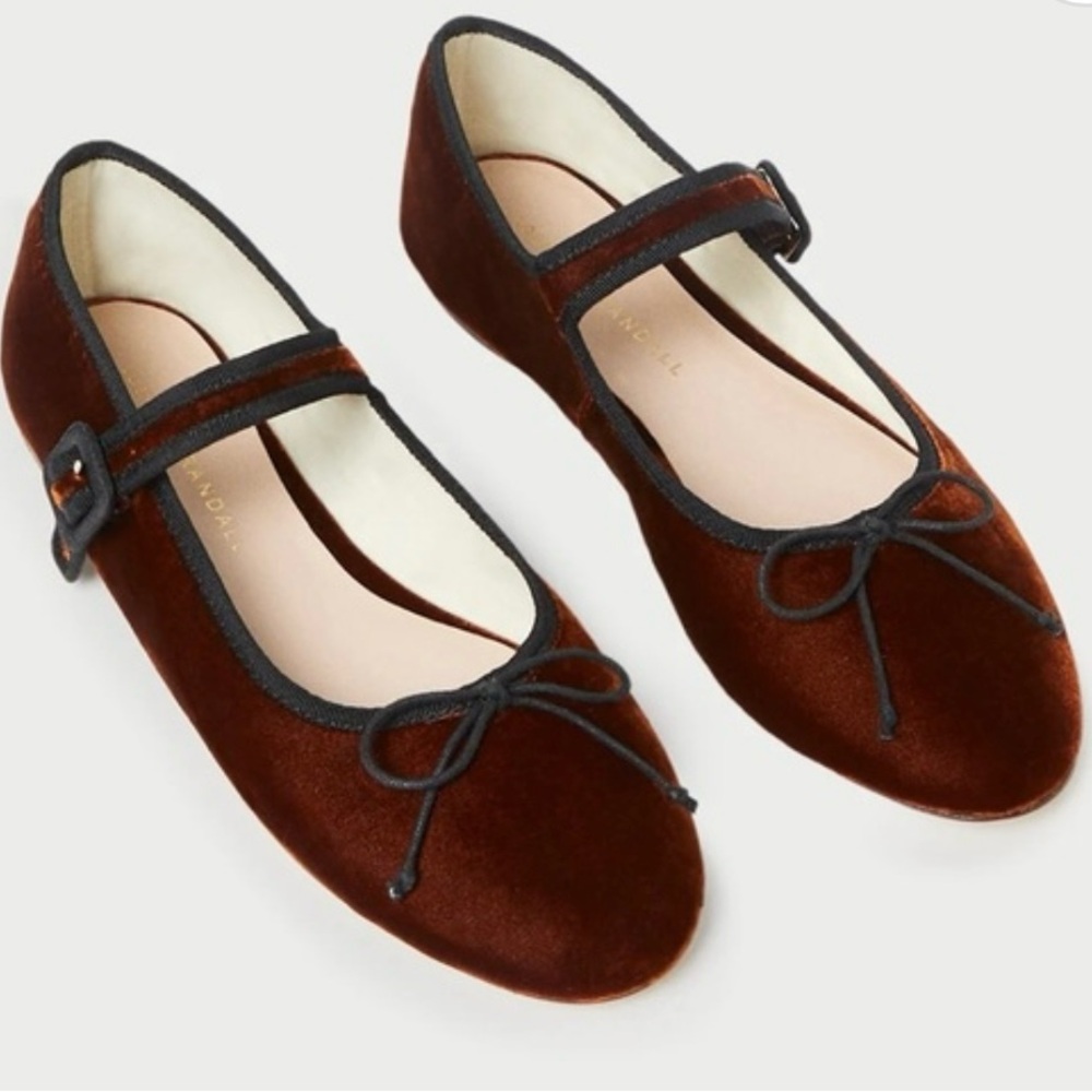 Loeffler Randall Dark Brown Velvet Mary Jane Flats